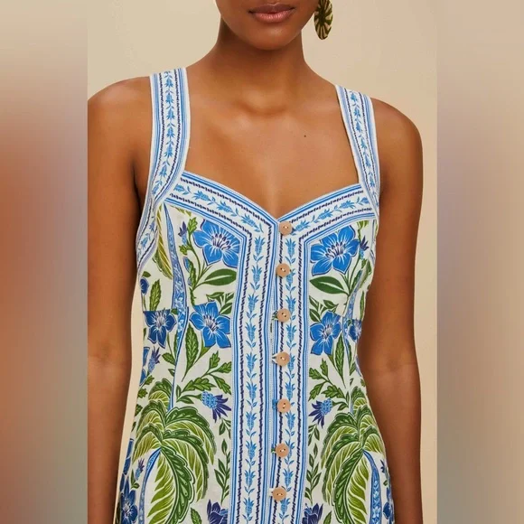 Farm Rio: Off-White Tropicance Porcelain Garden Premium Linen Mini Dress - threedaughtersproperties.com Farm Rio: Off-White Tropicance Porcelain Garden Premium Linen Mini Dress - threedaughtersproperties.com